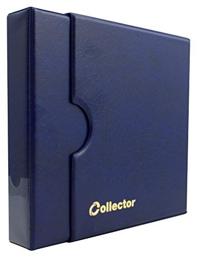 Collector Münz-Sammelalbum mit Etui für 300 Verschiedene Münzen-Größen, von Großen bis Kleinen Münzen - mit Seiten und Roten Trennblättern + Index - Blau Münzalbum