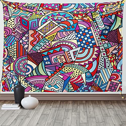 ABAKUHAUS Psychedelisch Wandteppich und Tagesdecke, Funky Moderne aus Weiches Mikrofaser Stoff Waschbar ohne Verblassen Digitaldruck, 230 x 140 cm, Magenta