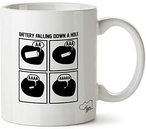 Hippowarehouse Battery Falling Down A Hole Printed Mug Cup Ceramic 10oz