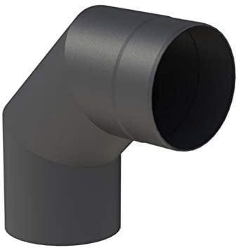 Jeremias Ofenrohr Winkel 90° ohne Tür | Schwarz | Ø 180mm