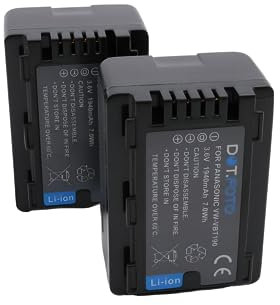 2 x Dot.Foto VW-VBT190 Premium 3.6v / 1940mAh Batteria Ricaricabile per Panasonic
