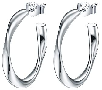 Lydreewam Creolen Silber 925 Twisted Ohrringe Creolen für Damen Durchmesser 20mm Kreolen mit Schmuck Geschenkbox