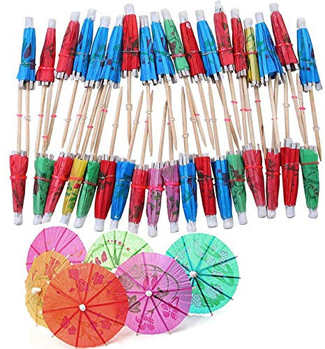 Xinlie Parapluies de Cocktail Parasol Cocktail Picks Cupcake Toppers Papier Parapluie Cocktail Décorations Cocktail Parapluies pour Bar Décoration Cocktail Accessoires Boire des Fruits Party (100 PCS)