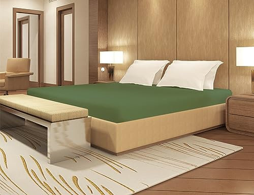 Banzaii Lenzuolo sotto con Angoli con Elastico Singolo 100% Puro Cotone Alta Qualità Made in Italy per Materassi 80/90 cm x 190/200 cm, altezza fino a 30 cm Verde