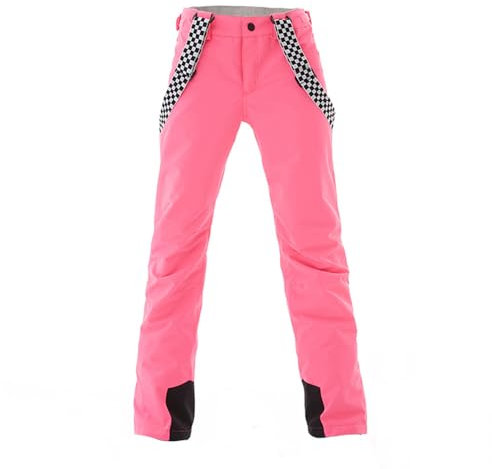 GS SNOWING Herren und Damen Isolierte Schneehose Wasserdicht Winddicht Ski-Lätzchen - Pink - Frau Small X-Large