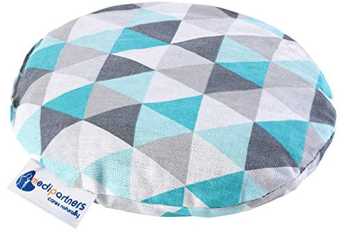 Medi Partners Kirschkernkissen Wärmekissen Körnerkissen für Babys 180g rund 15cm Öko Natur 100% Baumwolle Wärme + Kältetherapie Massagetherapie (minze Dreiecke)