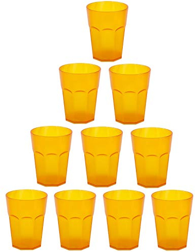 ENGELLAND Lot de 10 gobelets en plastique réutilisables Orange 0,25 l
