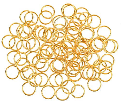 HUIHUIBAO 100 Pieces 10mm Open Jump Ring Metal Split Rings for Jewelry and Crafts Making Wind Chimes Costuming Ornaments (Gold)