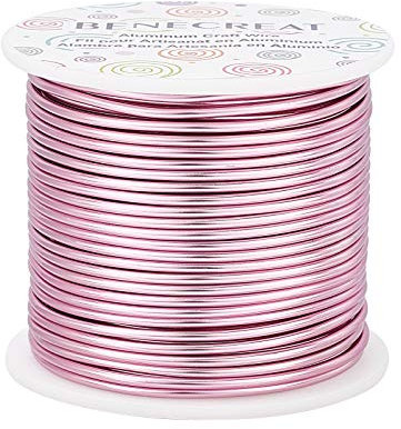 BENECREAT 30m 2mm Aluminium Wire for Beads, Fade-Resistant, Flexible Wire for Sculpting, Jewellery Beads Works Flamingo