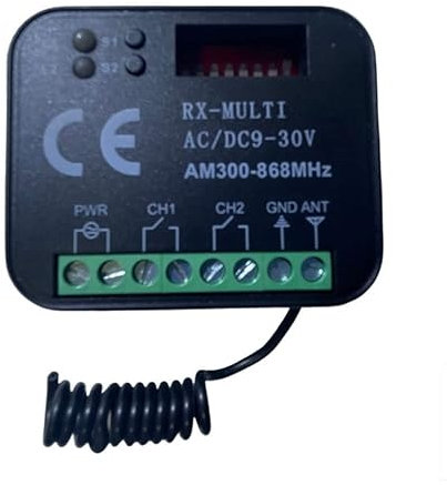 RICEVITORE RX UNIVERSALE RADIO RICEVENTE 2 canali TELECOMANDI Tante altre marche frequenza 433 o 868 Mhz 12-30V ac dc codice fisso rolling code AUTOMAZIONE MULTI 12-30V