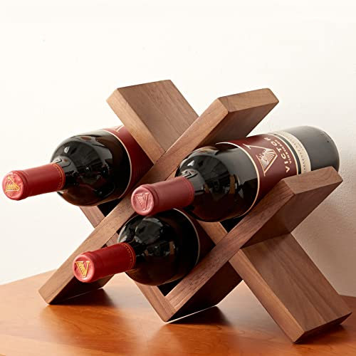 Weinregal Arbeitsplatte Eiche Holz Weinflaschenhalter rustikal freistehend Weinregal für Tischplatten, Ställe und Vitrinen, keine Montage erforderlich (Walnuss)