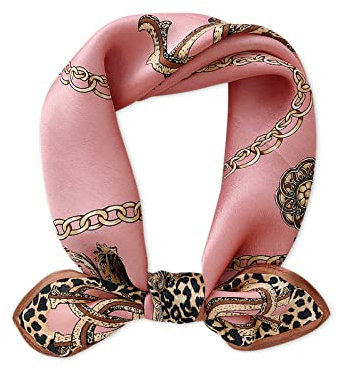 LumiSyne Seidenschal Damen Quadratischer Schal Mode Leopard Animal Print Maulbeerseide Kleines Vierecktuch Leicht Halstuch Seidentuch Multifunktionales Bandana Kopfschmuck Haarband