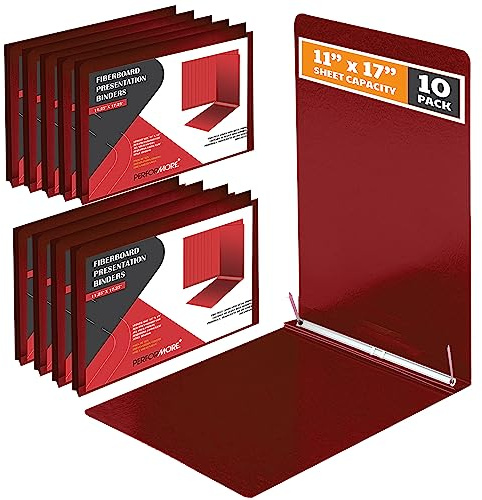 10 Stück 27,9 x 43,2 cm Querformat Presentation Binder Ordner Red Fiberboard Report Cover with Metal Prong Paper Fastener to Ordnung Berichte, Vorschläge, Transkripte und andere Dokumente