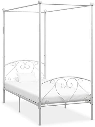 INLIFE Himmelbett-Gestell Weiß Metall 120 x 200 cm-4428
