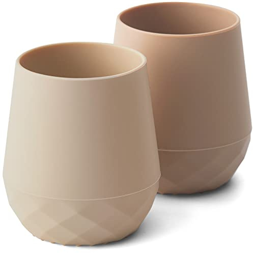 SAMiGO Silicone Baby Cups for 6-12 Months, Tiny Open Cups for Training and Water Drinking, Baby Led Weaning Supplies, 2 OZ