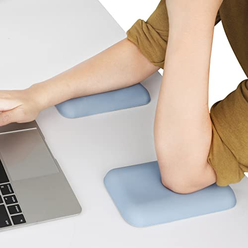 Leolee Elbow Rest Pads for Desk, Blue Ergonomic Wrist Rest with Memory Foam & Non-Slip Base, Armrest Cushion Support Pad Relieve Elbow and Wrist Pain for Computer, Office, 2 Packs