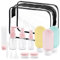 Travel Bottles Set for Toiletries, 14PCS Leakproof Travel Size Container, Refillable Liquid Empty Containers with Bag, Squeezable Makeup Pots with Label for Shampoo, Conditioner, Lotion, Toiletries