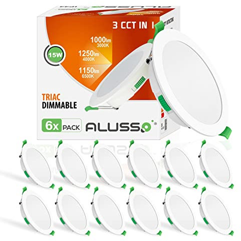 LED Einbaustrahler Dimmbar 15W 230V Slim Flach Deckenleuchte, 1200 Lumen Warmweiß Neutralweiß Kaltweiß Einbauleuchten 29mm Einbautiefe, IP44 Spritzwasser Geschützt Deckenspots für Badezimmer, 12er Set