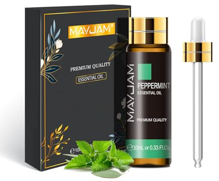 MAYJAM Olio Essenziale Di Menta Piperita 10ml, Olio Di Menta Piperita Per Diffusori, Umidificatori, Fai Da Te, Casa, Guardaroba