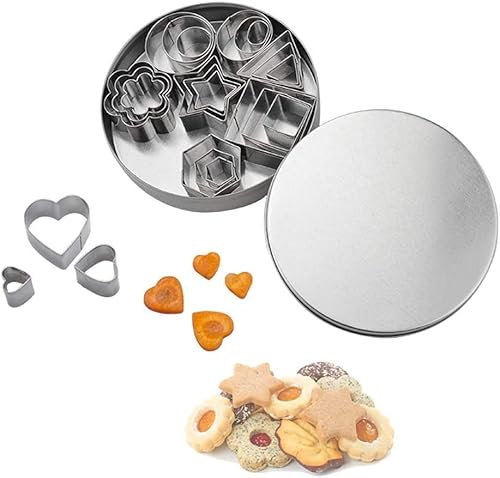 Plätzchen Ausstecher Mini, Kleine Keksausstecher aus Edelstahl, Geometrische Cookie Cutter, Ausstechformen Set aus Edelstahl, für DIY Fondant Backen Weihnachten (24)
