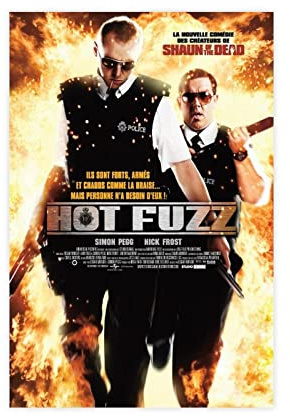 RIPEX Film Hot Fuzz Vintage Kunst Zimmer Ästhetisches Poster Leinwand Poster Wandkunst Dekor Druck Bild Gemälde für Wohnzimmer Schlafzimmer Dekoration Rahmen Stil 30 x 45 cm