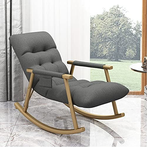 BALAMI Familien Bürostuhl Schaukelstuhl Nordic Home Einzelliege Lässige Liege Wohnzimmer Liegestuhl Schlafzimmer Balkon Schaukelstuhl Sofa Lazy Chair (Farbe: Grau)