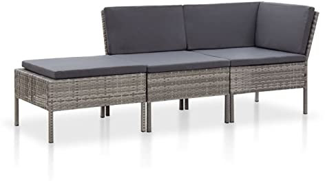Yolola ecklounge gartenmöbel Set gartenlounge Outdoor balkonmöbel Set Lounge Sofa Outdoor gartensofa Ecke Balkon Lounge Ecke Outdoor Loungemöbel mit Auflagen-3-tlg-Grau