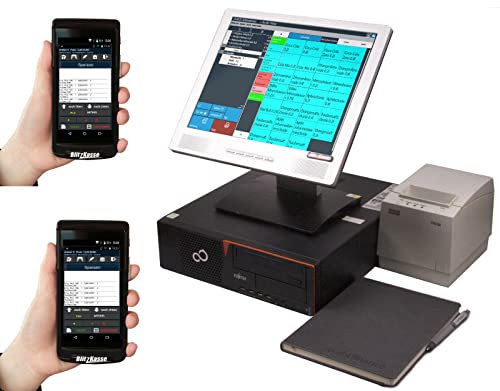 15 Gastro Kassensystem mit 2 Handhelds – Mehrplatz POS für großes Restaurant, Bar, Biergarten – schnelle Bestellaufnahme – ohne Abo, mit Bondrucker – TSE-konform – BLITZKASSE PRO