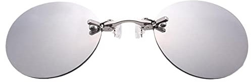 Cikiki Clip Nase Sonnenbrille Runde Brille Morpheus Vintage Sun UV400 Sonnenbrille Rahmenlos Pince-Up, grau