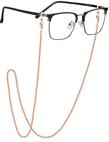 EPIRORA Glasses Chain for Women Men - Sunglasses Strap Face Mask Holder Lanyard Popcorn Chain Necklace, Anti-lost String for Glasses Retainer, Rose Gold