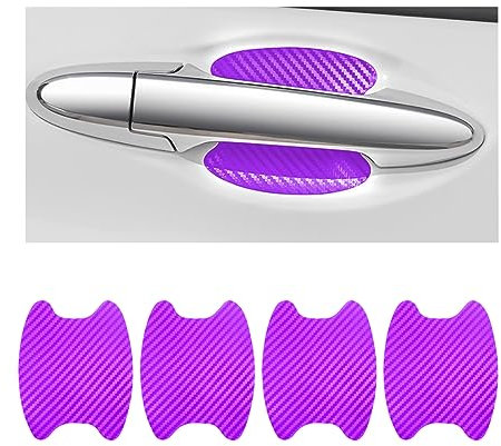 CGEAMDY 4PCS Exterior Car Stickers, Carbon Fiber Protection Film für Autofolie, Kratzfeste Schutzfolie, Universal Fit für die meisten Fahrzeuge (Lila)