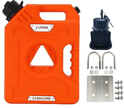 Tucool Racing 3L Portable Fuel Drum Canister Gasoline Container Reserve Plastic Petrol Tank Diesel Storage Can Fit for Motorcycle SUV ATV Cars Boat Offroad (3L Orange with Bracket 304SS)