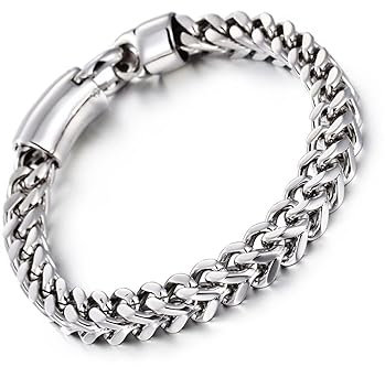 Homxi Armreif Herren Silber,Armreifen Herren Edelstahl 8MM Weizenkette Armband Herren 20CM