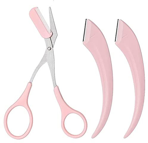 Juego de 3 Herramientas de Modelado de Cejas, Tijeras Profesionales para Recortar Cejas, Tijeras de Corte deCejas con Peine, Recortador de Cejas Herramienta de Corte de Cejas para Hombre Mujer