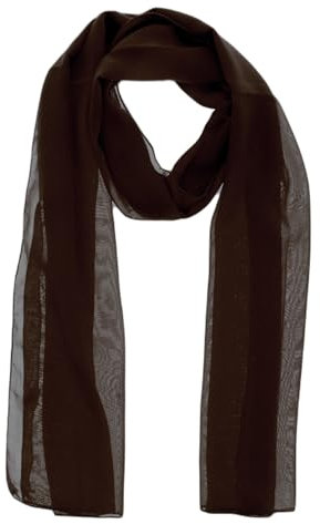 WESTEND CHOICE Damen Chiffon Schals Frauen Plain Hals Schal Weiche Headwrap Mädchen Kopftuch Sheer Wrap frauen Schals & Wraps 150x45 cm, dunkelbraun, Einheitsgröße