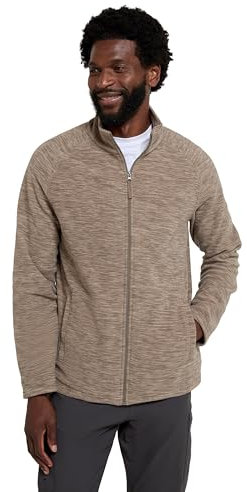 Mountain Warehouse Snowdon Mens Full Zip Fleece - Midlayer Pullover, Breathable Jacket, Soft Outerwear, Smooth Fleece Top - For Spring Summer, Travelling Light Brown 2XL