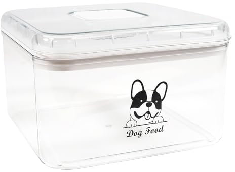 Geyecete Conteneur Croquette Chien avec Cuillère,Récipient de Nourriture pour Animaux en Plastique avec Rabat,Carré Empilable,Boîte de Stockage de Nourriture pour Chiot,Doseur Croquettes Chien