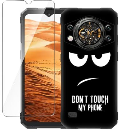 LYZXMY Coque pour CUBOT Kingkong AX (6.58) Noir Housse + 1 x Verre trempé Protection écran, Souple Silicone Étui Protection Bumper TPU Téléphone Case Cover-DUO5