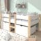 Skcess Bett Weiß 90 X 200 cm Kinderbett Mit Schublade Und Rausfallschutz, Kiefer-Vollholz
