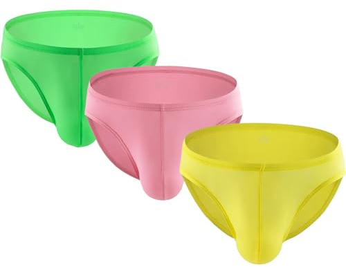 Summer Code Slip Hipster Uomo Mutande Uomo Comode e Traspiranti Vita Bassa Intimo in Seta Ghiaccio, Pacco da 3 MixColorB, M