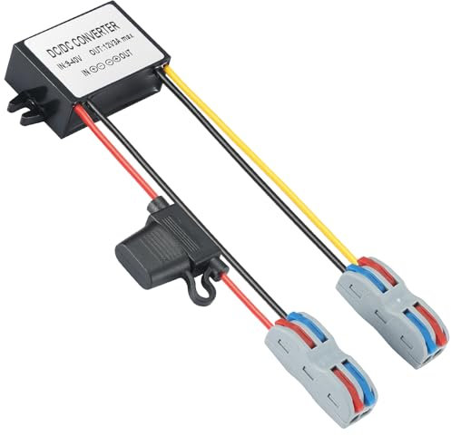 MZHOU Conversor de Corriente Continua de 12V/24V/36V a 12V, 3A, 36W, convertidor de 9V-40V a 12V DC/DC con regleta de terminales, Fusible, IP67 Resistente al Agua, Cortocircuito,