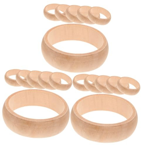 NUOBESTY 18 Stk Holzarmband Selber Machen Schmuck Armbänder Breite Armreifen Kinder Klingeln Puzzle-spielzeug Ring Für Kinder Unvollendeter Armreif Diy Armbänder Basteln Eukalyptus