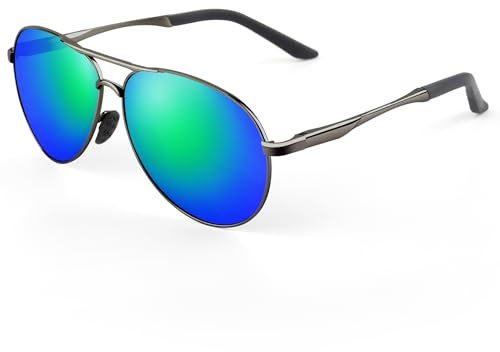MXNXEU Sonnenbrille Herren Damen Fahrerbrille Polarisierte Unisex Outdoor Klassische Stile(Grün Linse Grau Rahmen)