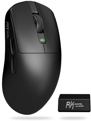 RK ROYAL KLUDGE M3 Souris sans Fil 47g Ultra-Légère avec Capteur de Haute Précision PAW3950, Souris Gamer 3 Mode (BT / 2.4G / USB-C), 30K DPI, 6 Adjustable, Batterie 650mAh, Confort Ergonomique, Noir