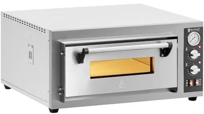 Royal Catering Forno elettrico per pizza 4 x 25 cm 1 camera 4.200 W Pietra chamotte Forno elettrico per pizza Forno pizza professionale