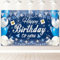 PartyYaa Geburtstag Banner, Happy Birthday Banner Deko, Extra Großes Geburtstag Party Fotoautomaten Hintergrund Dekoration Schild Poster für Männer und Frauen (Blau Silber)