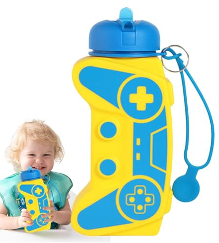 Silicone Water Bottle, Collapsible Water Bottle - Game Handle Shape Water Bottle, Collapsible Bottle, Sports Travel Cup Leakproof, Reusable Water Cup for Girls Boys