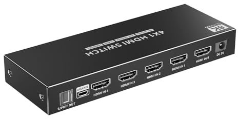 PremiumCord Switch HDMI 2.1 8K 4:1 con Telecomando, UHD 8K@60Hz, 4K@120Hz, Full HD 1080p, 48Gbps, HDR10+, HDCP2.3, Dolby Vision, Custodia In Metallo