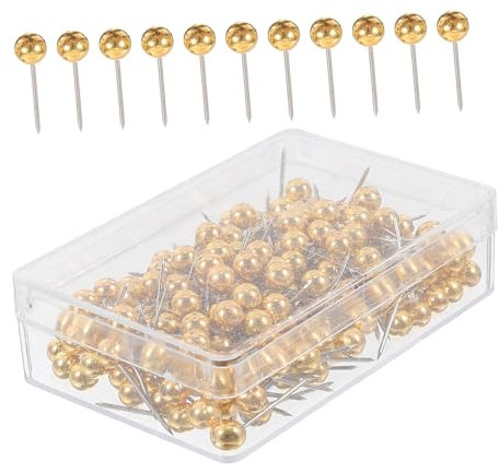 COLLBATH 200 Stück Goldene Dekorative Kartennägel Rund Zum Drücken Für Pinnwände Elegante Schneiderei Zum Basteln