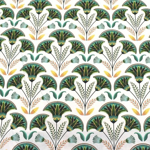MAGAM-Stoffe Bunte Blumen Baumwollstoff Dekostoff ÖKO-TEX Meterware 50cm (Grün)